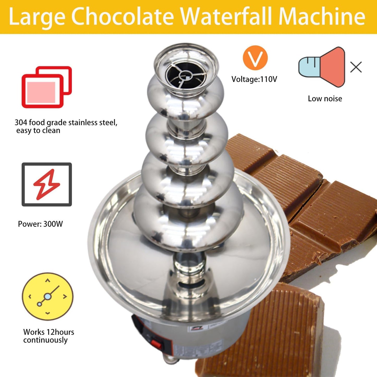 🍫 5-Tier Chocolate Fountain – Perfect for Parties & Events! 🍓🍪