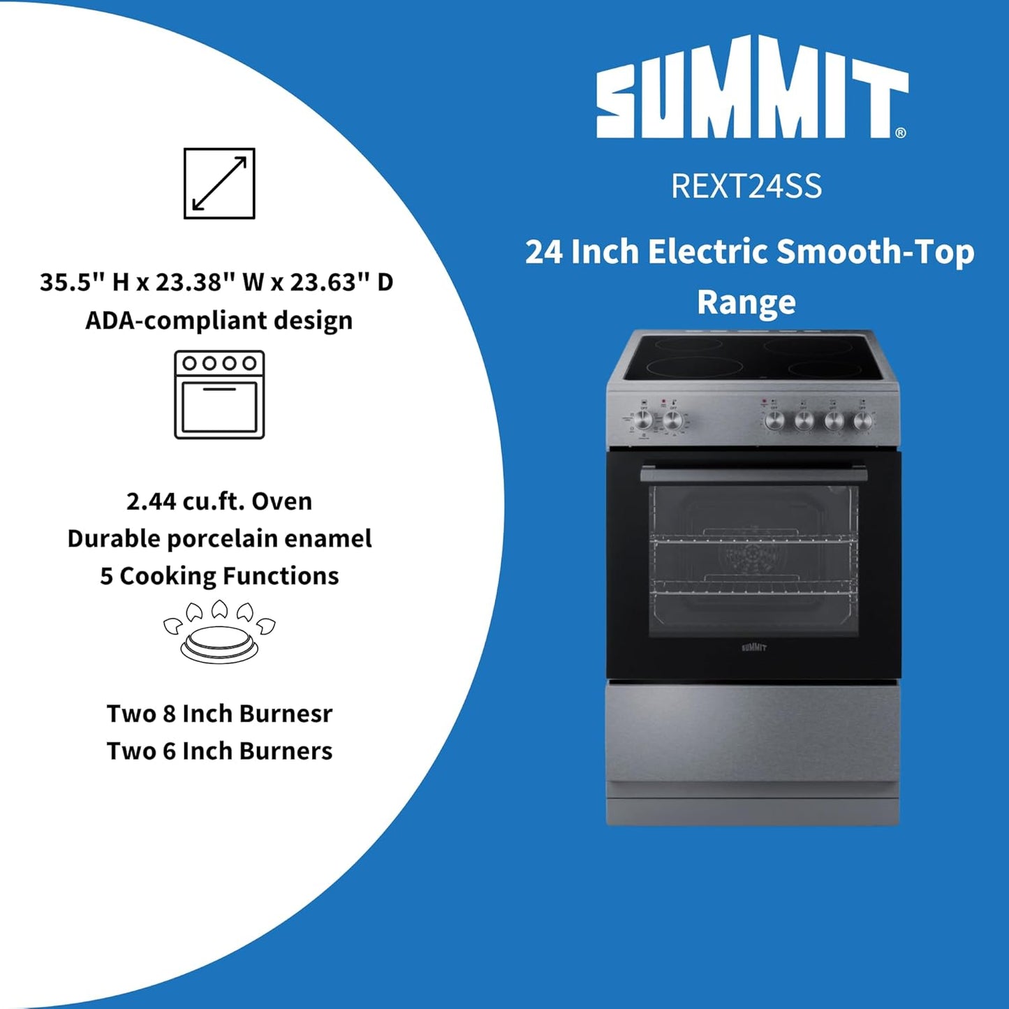 ✨ 24" Electric Smooth Top Range – Stylish, ADA Compliant, and Perfect for Your Kitchen! 🍳🍽️