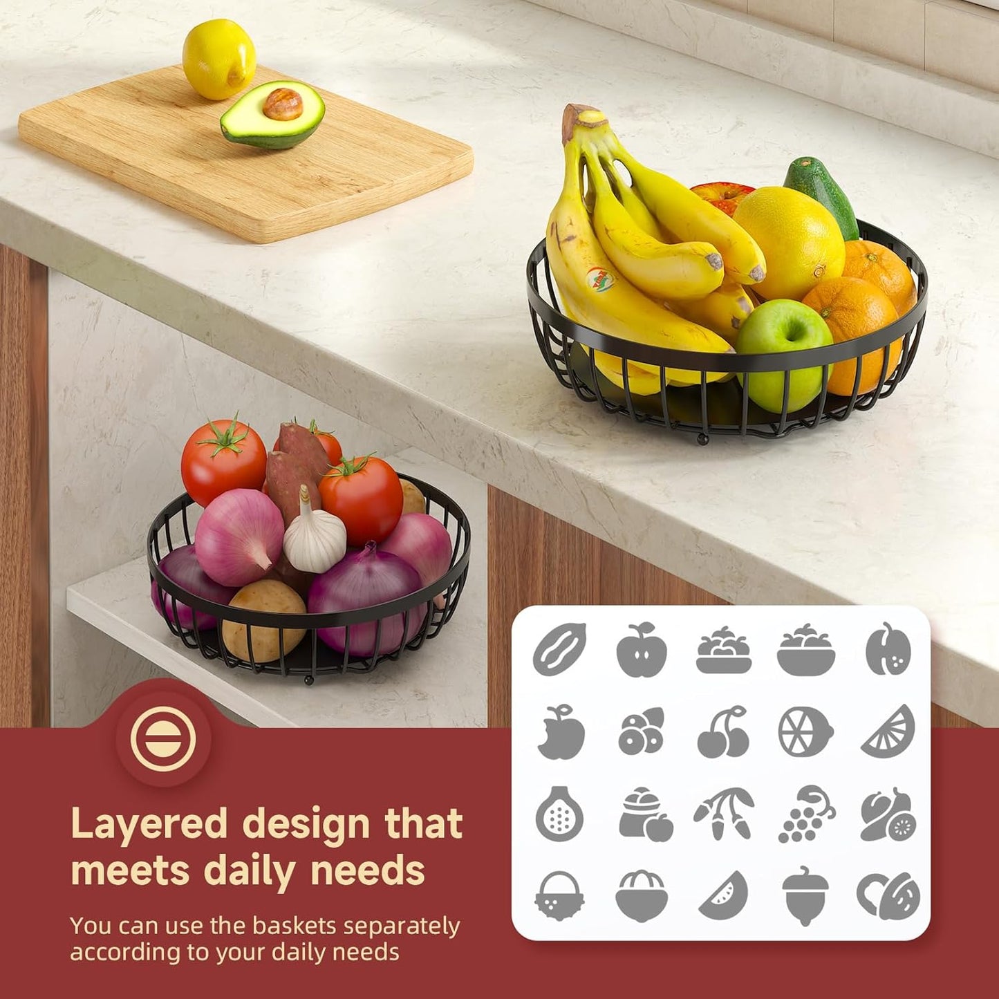 ✨ Stackable Kitchen Counter Storage Rack - Organize Your Veggies and Fruits! 🍎🥔