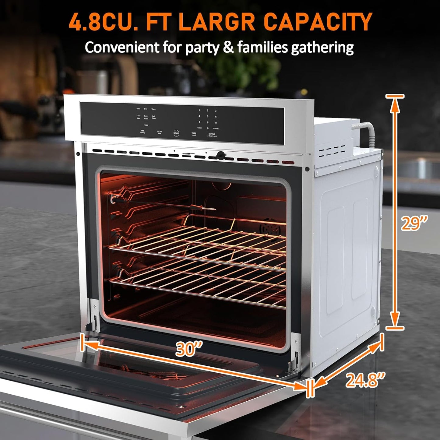 🔥 Multi-Function Convection Oven with Rotisserie – Stainless Steel, Fingerprint Resistant! 🍗