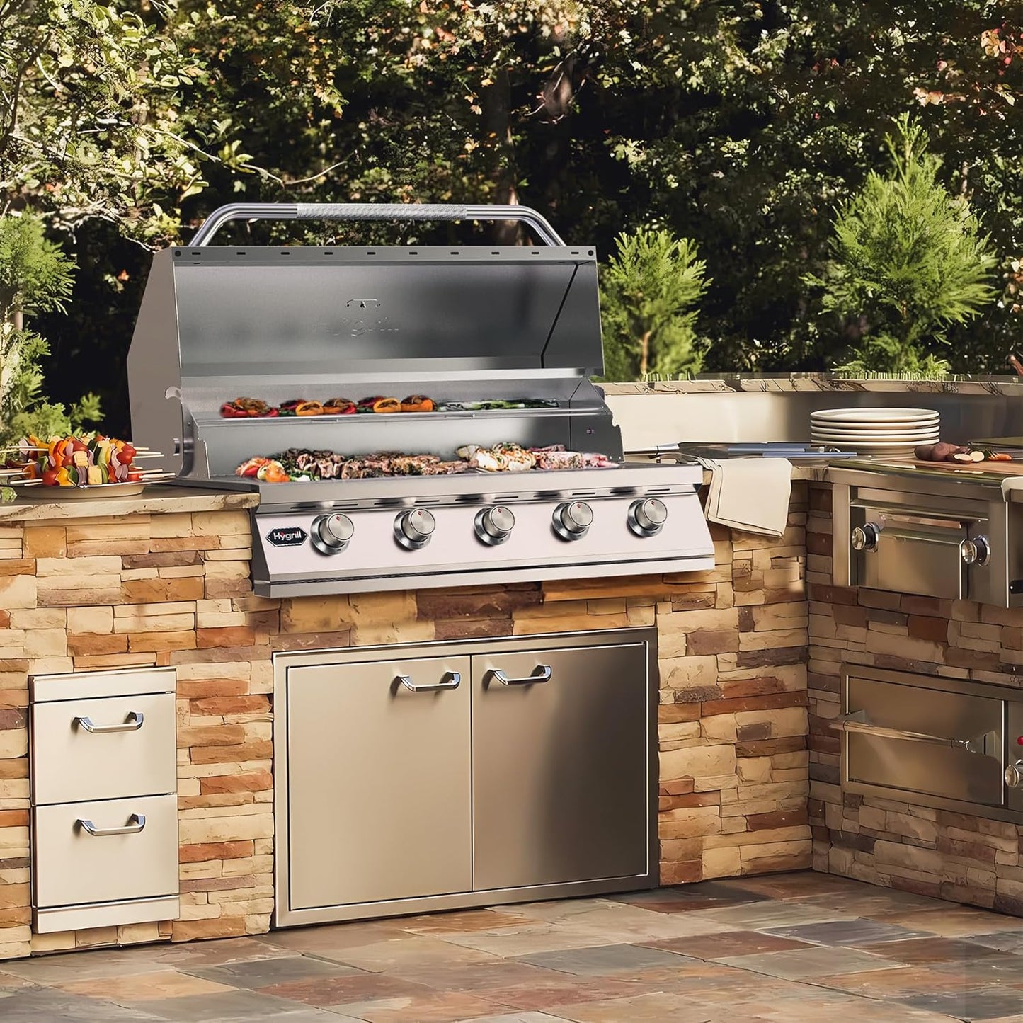 🔥 40-Inch Stainless Steel 5-Burner Outdoor Grill – Perfect for Backyard BBQs! 🍖🌞